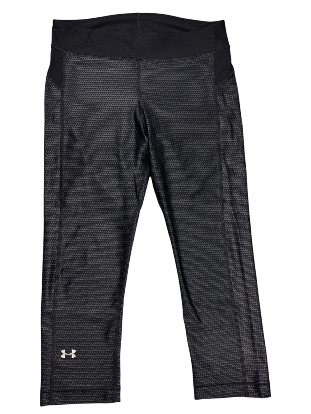 Under Armour Black & Gray Geometric Print Cropped Athletic Leggings